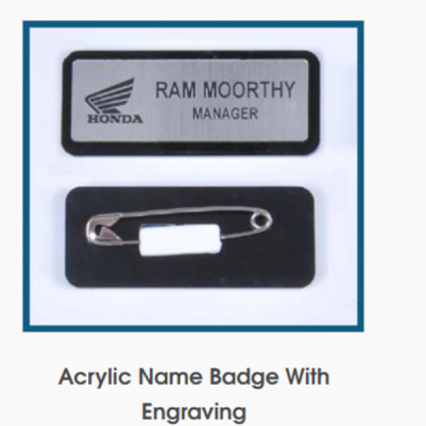 Acrylic Name Badge With Engraving